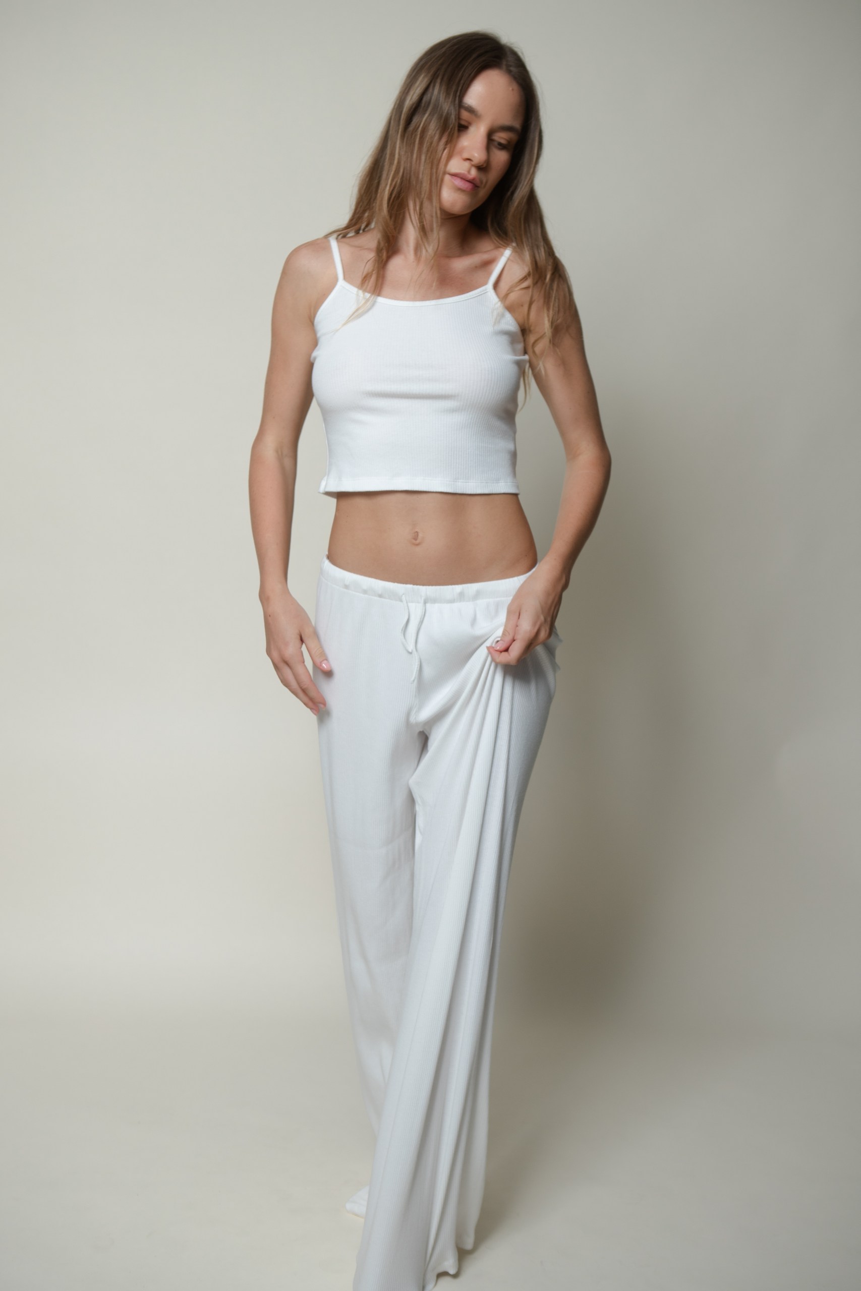 Women's soft milk-toned pants in a cotton and modal blend — silky and breathable, Soft Sense
